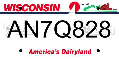 AN7Q828 Wisconsin License Plate