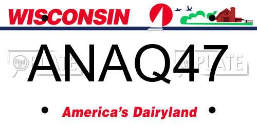 ANAQ47 Wisconsin License Plate