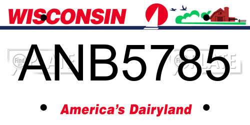 ANB5785 Wisconsin License Plate