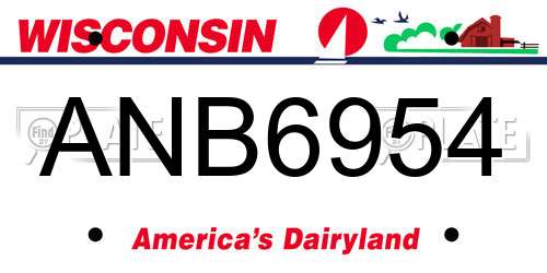 ANB6954 Wisconsin License Plate