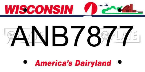ANB7877 Wisconsin License Plate