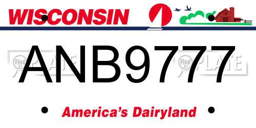 ANB9777 Wisconsin License Plate