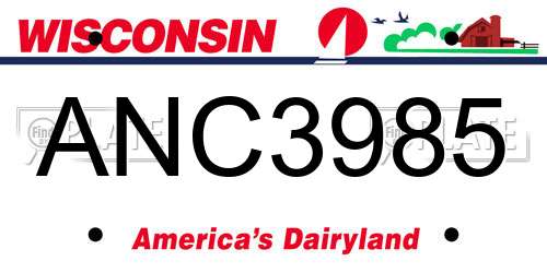 ANC3985 Wisconsin License Plate