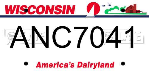 ANC7041 Wisconsin License Plate