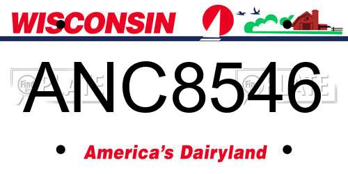 ANC8546 Wisconsin License Plate