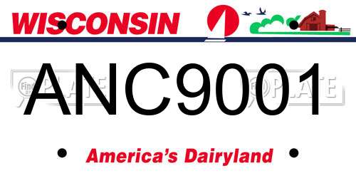 ANC9001 Wisconsin License Plate