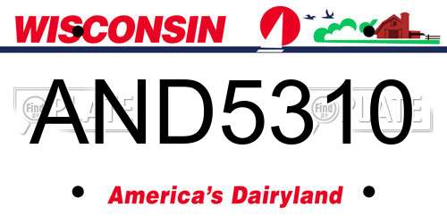 AND5310 Wisconsin License Plate