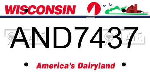 AND7437 Wisconsin License Plate