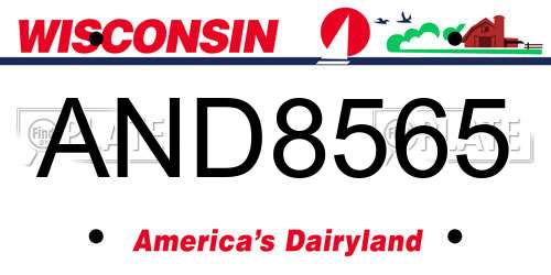 AND8565 Wisconsin License Plate