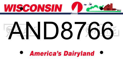 AND8766 Wisconsin License Plate