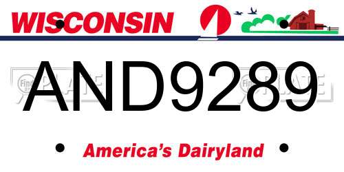 AND9289 Wisconsin License Plate