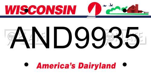 AND9935 Wisconsin License Plate