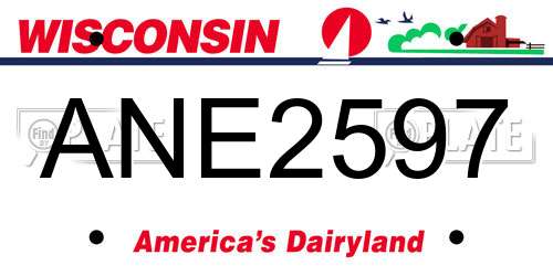 ANE2597 Wisconsin License Plate