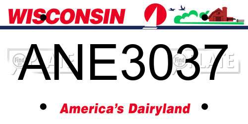 ANE3037 Wisconsin License Plate