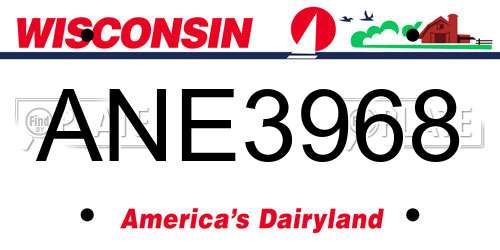 ANE3968 Wisconsin License Plate