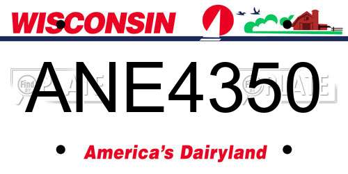 ANE4350 Wisconsin License Plate