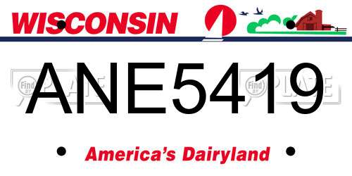 ANE5419 Wisconsin License Plate