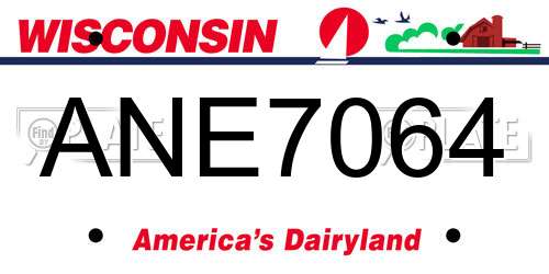 ANE7064 Wisconsin License Plate