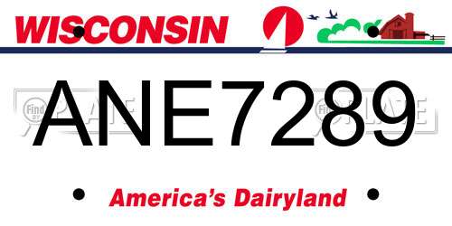 ANE7289 Wisconsin License Plate