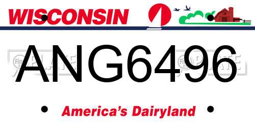 ANG6496 Wisconsin License Plate
