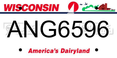 ANG6596 Wisconsin License Plate