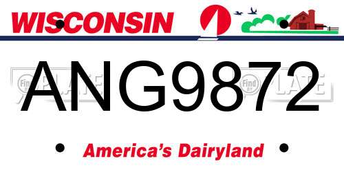 ANG9872 Wisconsin License Plate