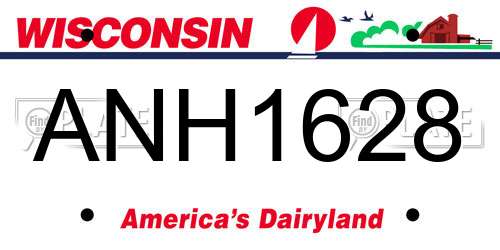 ANH1628 Wisconsin License Plate