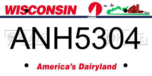 ANH5304 Wisconsin License Plate