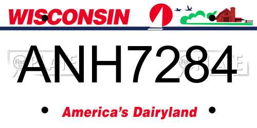 ANH7284 Wisconsin License Plate