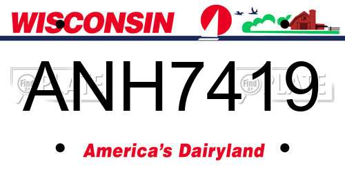 ANH7419 Wisconsin License Plate