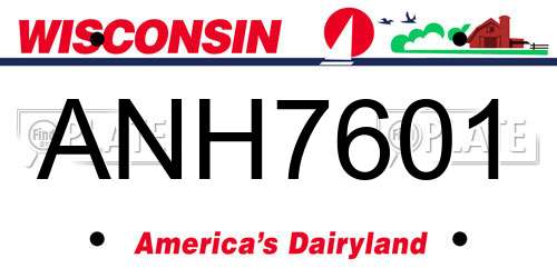 ANH7601 Wisconsin License Plate