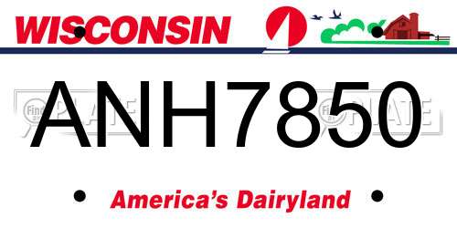 ANH7850 Wisconsin License Plate