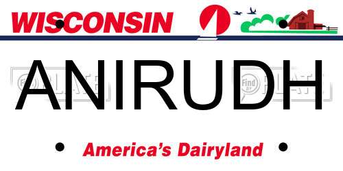 ANIRUDH Wisconsin License Plate