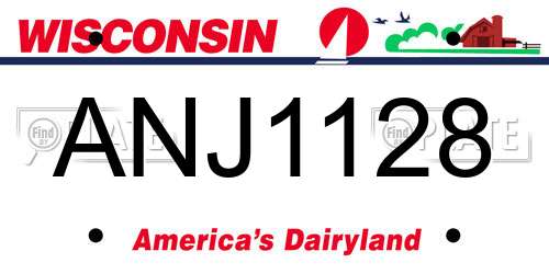 ANJ1128 Wisconsin License Plate