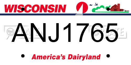 ANJ1765 Wisconsin License Plate