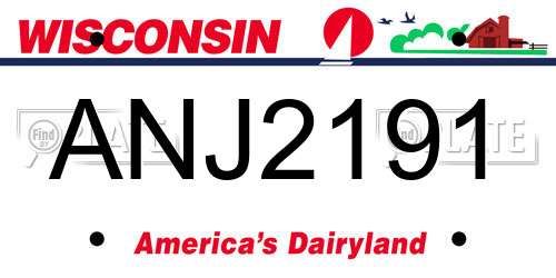 ANJ2191 Wisconsin License Plate