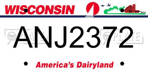 ANJ2372 Wisconsin License Plate