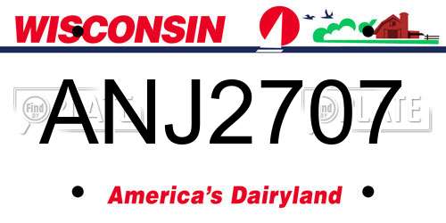 ANJ2707 Wisconsin License Plate