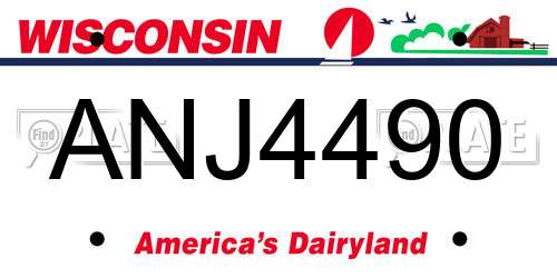 ANJ4490 Wisconsin License Plate
