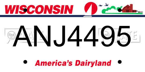 ANJ4495 Wisconsin License Plate