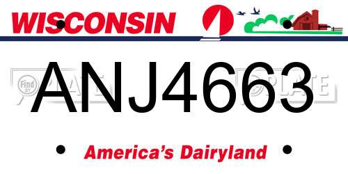 ANJ4663 Wisconsin License Plate