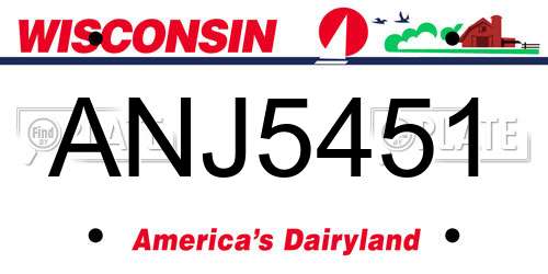 ANJ5451 Wisconsin License Plate