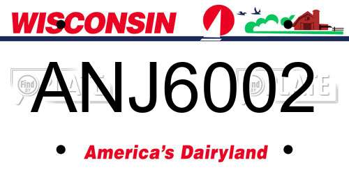 ANJ6002 Wisconsin License Plate