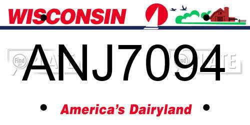 ANJ7094 Wisconsin License Plate
