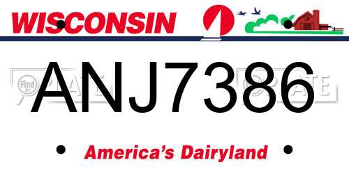 ANJ7386 Wisconsin License Plate
