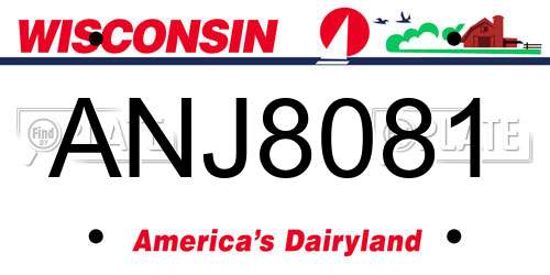 ANJ8081 Wisconsin License Plate
