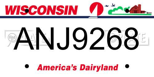 ANJ9268 Wisconsin License Plate