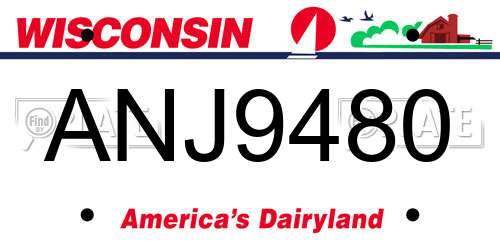 ANJ9480 Wisconsin License Plate