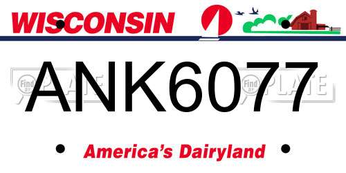 ANK6077 Wisconsin License Plate