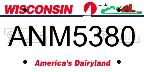 ANM5380 Wisconsin License Plate